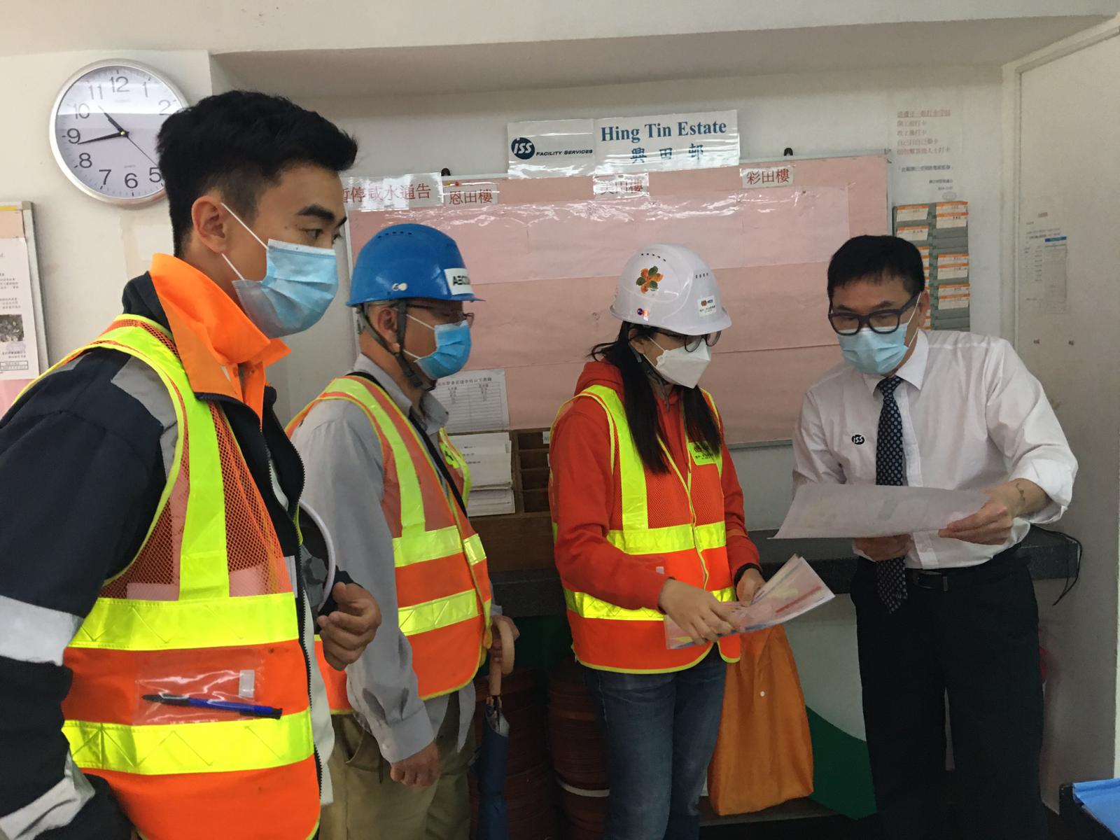 The engineering team collected  opinion from local district regarding the slope cutting work at the boundary line of Lin Tak Road and Pik Wan Road.