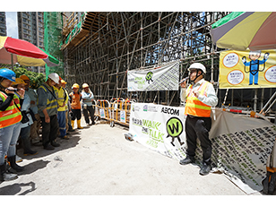 11th July 2023 Life First 2023 - Mr Ivan TSANG Hing-kai, Vice President of AECOM Asia Company Limited gave safety reminder to the workers of Wing Lee - Univic Joint Venture, the Contractor of Contract No. ED/2019/02